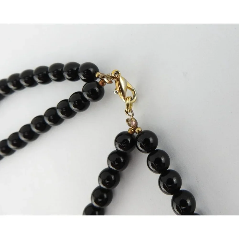 Anne Gee Black Beaded Mother Of Pearl Floral Statement Necklace - Picture 6 of 10